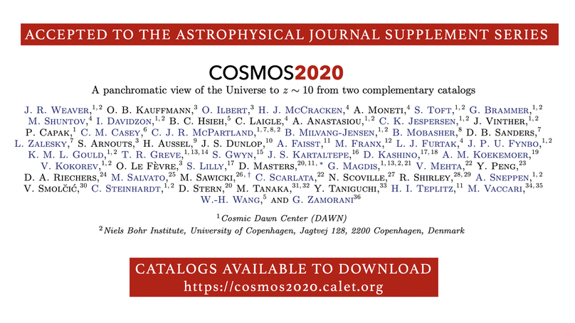 The COSMOS2020 Catalog has been published in ApJS!